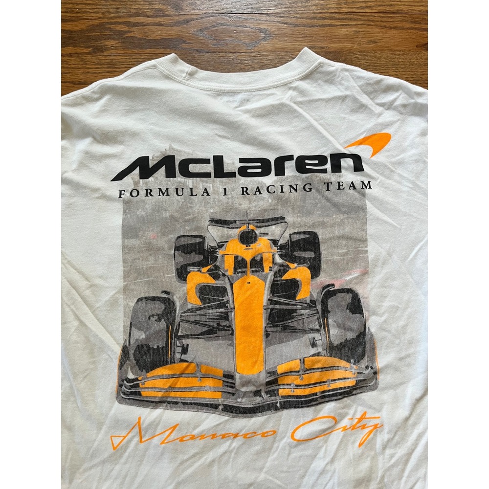 McLaren Formula 1 Racing Team T-Shirt Mens Large White Monaco City Graphic Tee